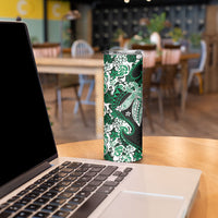 Monstera Plumeria Flowers Green Skinny Tumbler Polynesian Pattern LT01 - Polynesian Pride