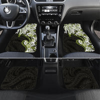 Monstera Plumeria Flowers Olive Green Car Mats Polynesian Pattern