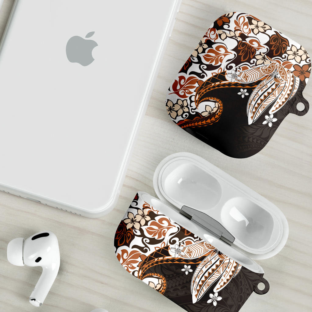 Monstera Plumeria Flowers Orange AirPods Case Polynesian Pattern LT01 - Polynesian Pride