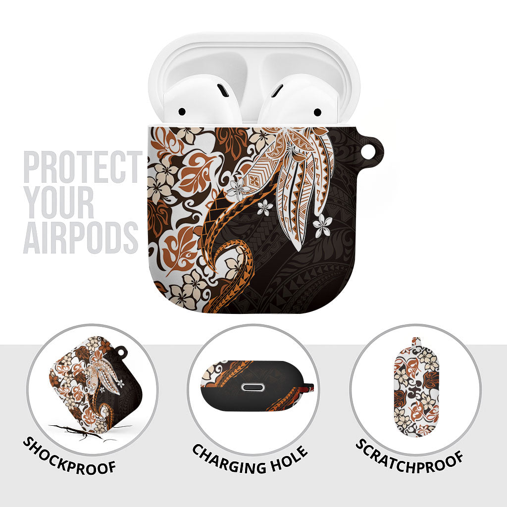 Monstera Plumeria Flowers Orange AirPods Case Polynesian Pattern LT01 - Polynesian Pride
