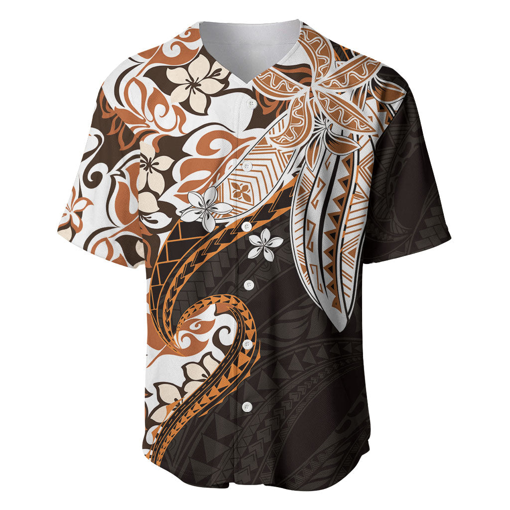 Monstera Plumeria Flowers Orange Baseball Jersey Polynesian Pattern LT01 Orange - Polynesian Pride