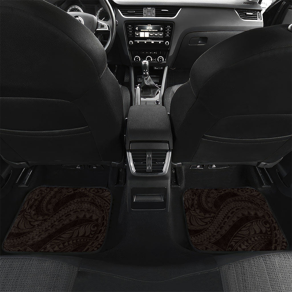Monstera Plumeria Flowers Orange Car Mats Polynesian Pattern LT01 Set 2pcs - Back Orange - Polynesian Pride
