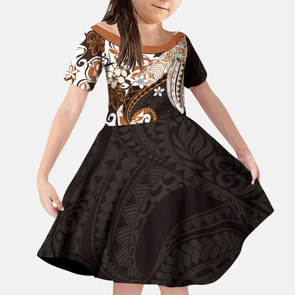 Monstera Plumeria Flowers Orange Family Matching Mermaid Dress and Hawaiian Shirt Polynesian Pattern