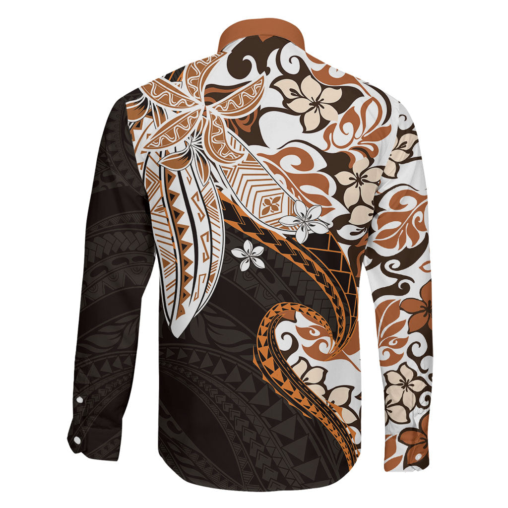 Monstera Plumeria Flowers Orange Family Matching Mermaid Dress and Hawaiian Shirt Polynesian Pattern