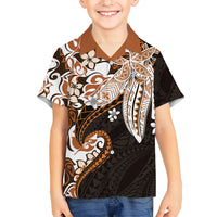 Monstera Plumeria Flowers Orange Family Matching Puletasi and Hawaiian Shirt Polynesian Pattern