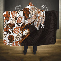 Monstera Plumeria Flowers Orange Hooded Blanket Polynesian Pattern LT01 - Polynesian Pride