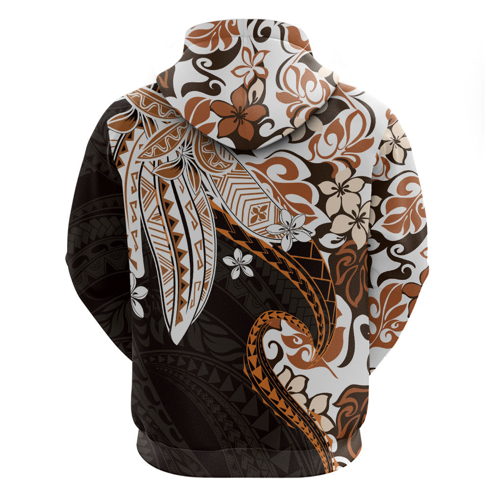 Monstera Plumeria Flowers Orange Hoodie Polynesian Pattern