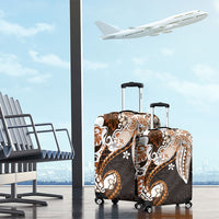 Monstera Plumeria Flowers Orange Luggage Cover Polynesian Pattern