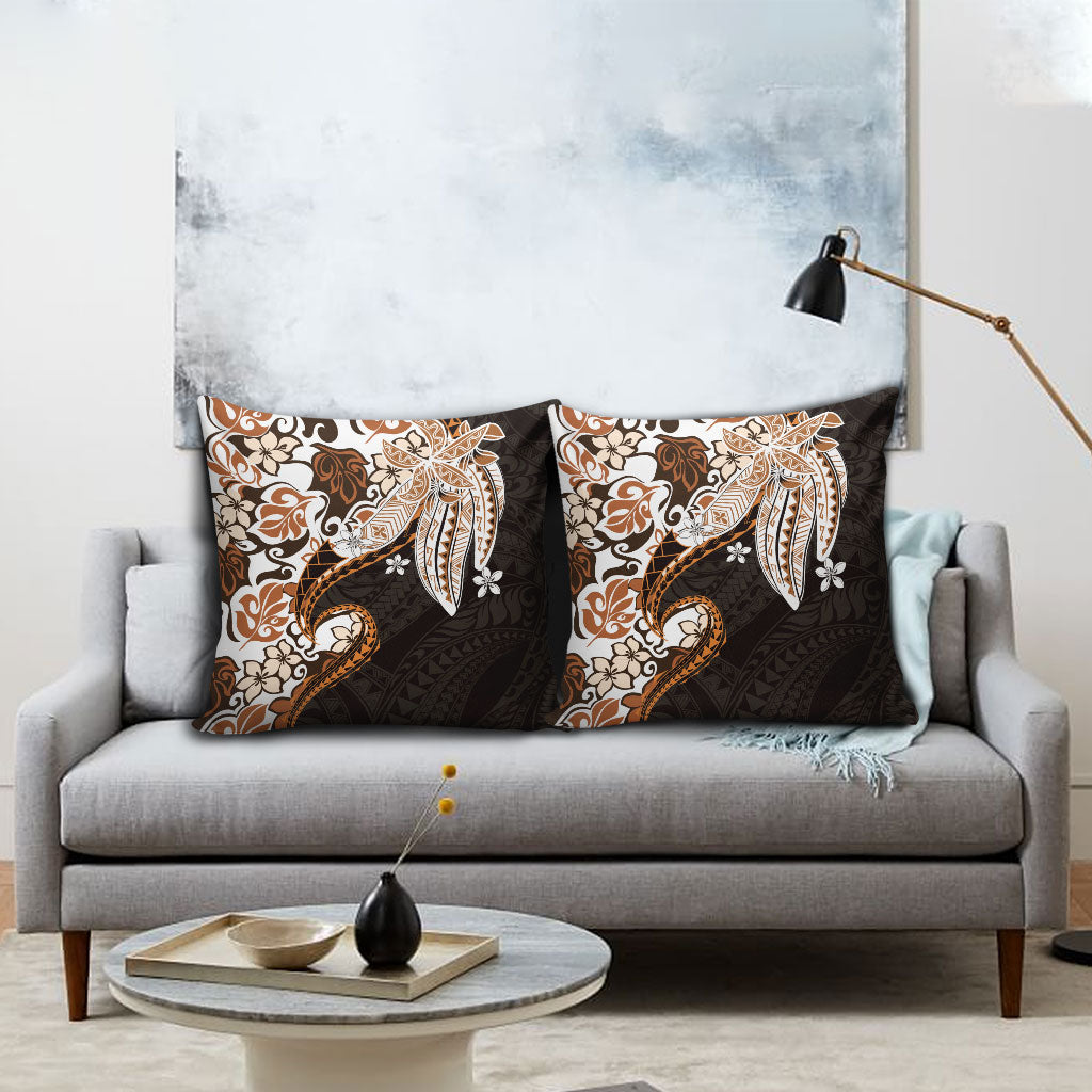 Monstera Plumeria Flowers Orange Pillow Cover Polynesian Pattern LT01 - Polynesian Pride