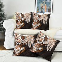Monstera Plumeria Flowers Orange Pillow Cover Polynesian Pattern LT01 - Polynesian Pride