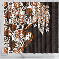Monstera Plumeria Flowers Orange Shower Curtain Polynesian Pattern LT01 - Polynesian Pride