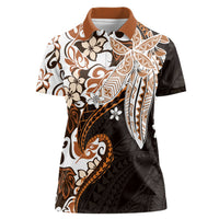 Monstera Plumeria Flowers Orange Women Polo Shirt Polynesian Pattern LT01 Female Orange - Polynesian Pride