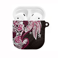 Monstera Plumeria Flowers Pink AirPods Case Polynesian Pattern