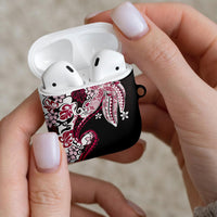 Monstera Plumeria Flowers Pink AirPods Case Polynesian Pattern