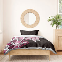 Monstera Plumeria Flowers Pink Bedding Set Polynesian Pattern