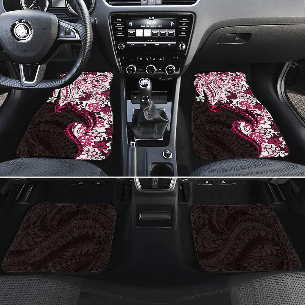 Monstera Plumeria Flowers Pink Car Mats Polynesian Pattern