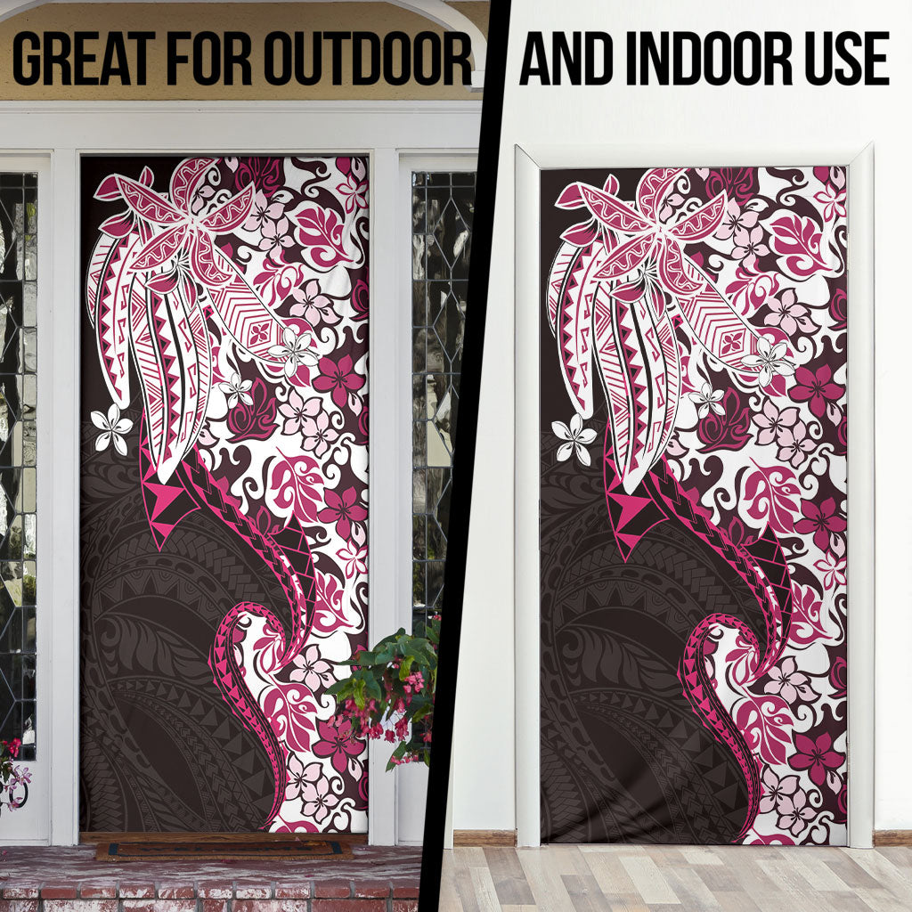 Monstera Plumeria Flowers Pink Door Cover Polynesian Pattern LT01 - Polynesian Pride