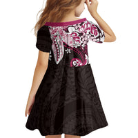 Monstera Plumeria Flowers Pink Family Matching Long Sleeve Bodycon Dress and Hawaiian Shirt Polynesian Pattern