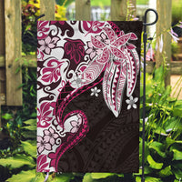 Monstera Plumeria Flowers Pink Garden Flag Polynesian Pattern