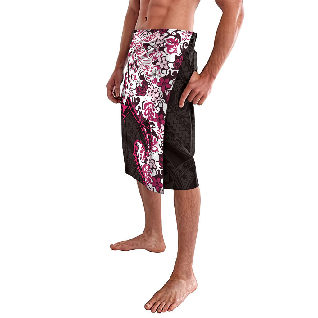 Monstera Plumeria Flowers Pink Lavalava Polynesian Pattern