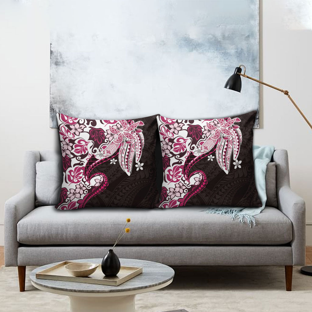 Monstera Plumeria Flowers Pink Pillow Cover Polynesian Pattern LT01 - Polynesian Pride