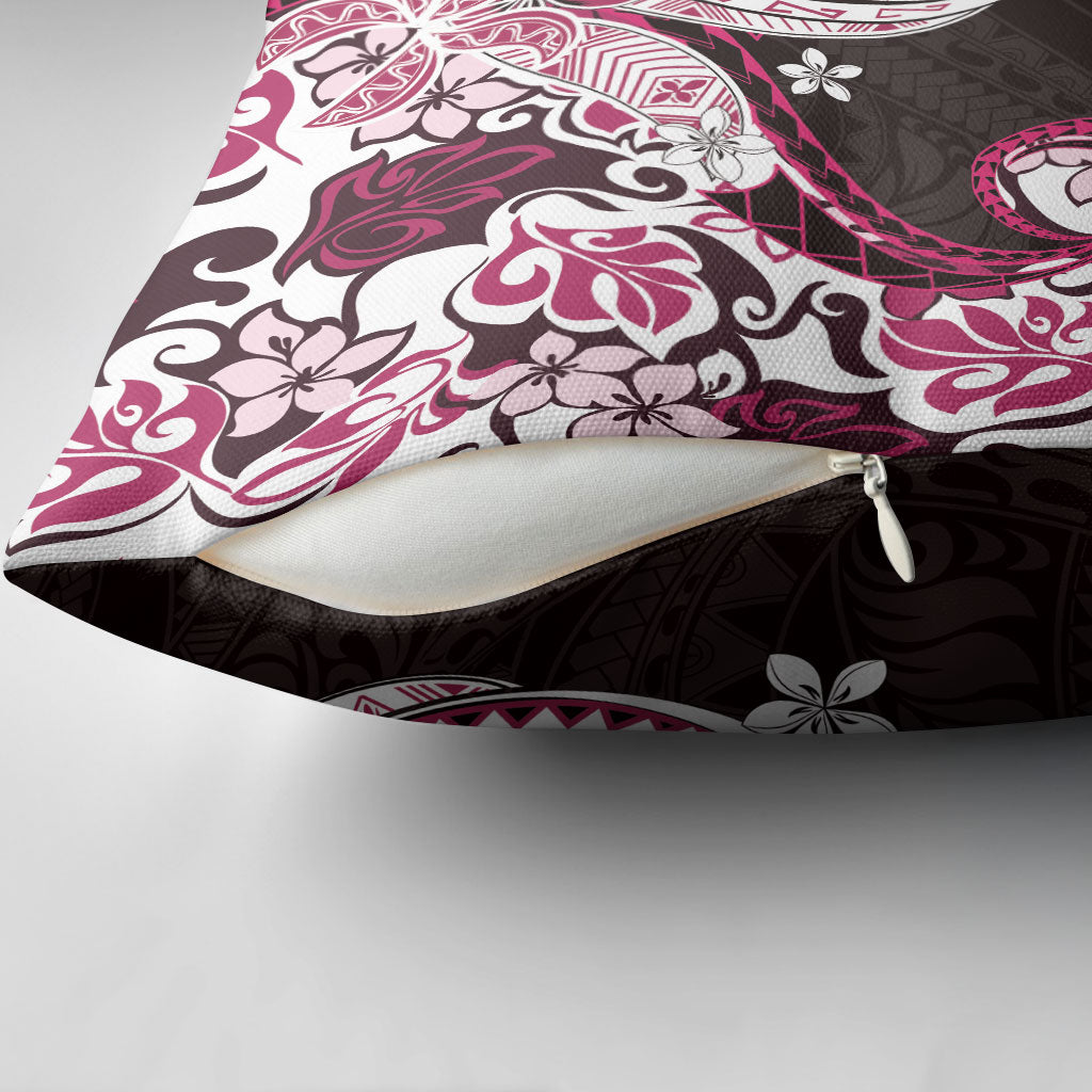 Monstera Plumeria Flowers Pink Pillow Cover Polynesian Pattern LT01 - Polynesian Pride