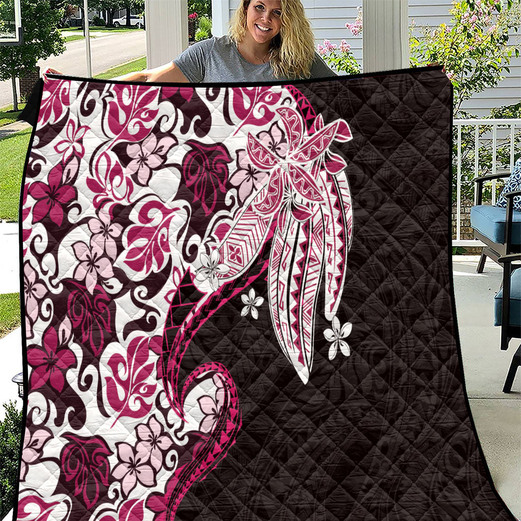 Monstera Plumeria Flowers Pink Quilt Polynesian Pattern LT01 Pink - Polynesian Pride