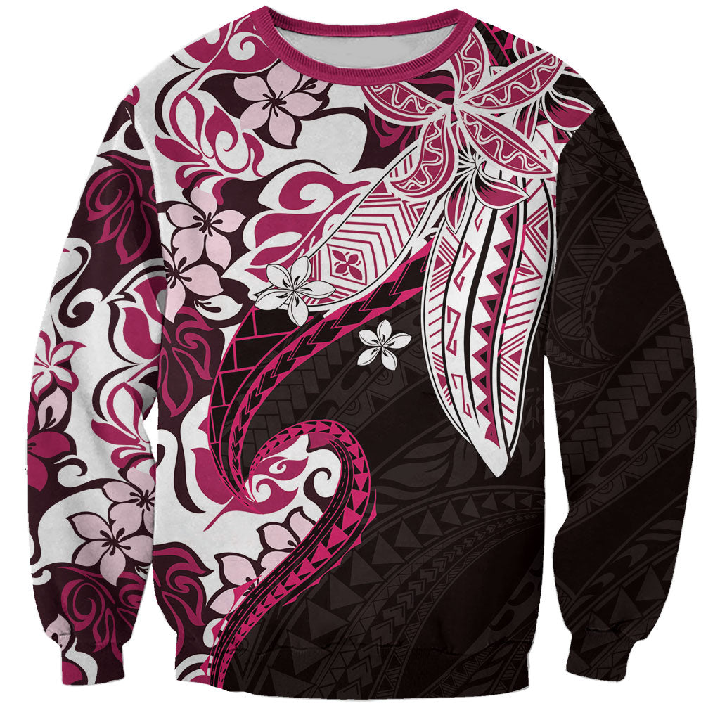 Monstera Plumeria Flowers Pink Sweatshirt Polynesian Pattern LT01 Unisex Pink - Polynesian Pride