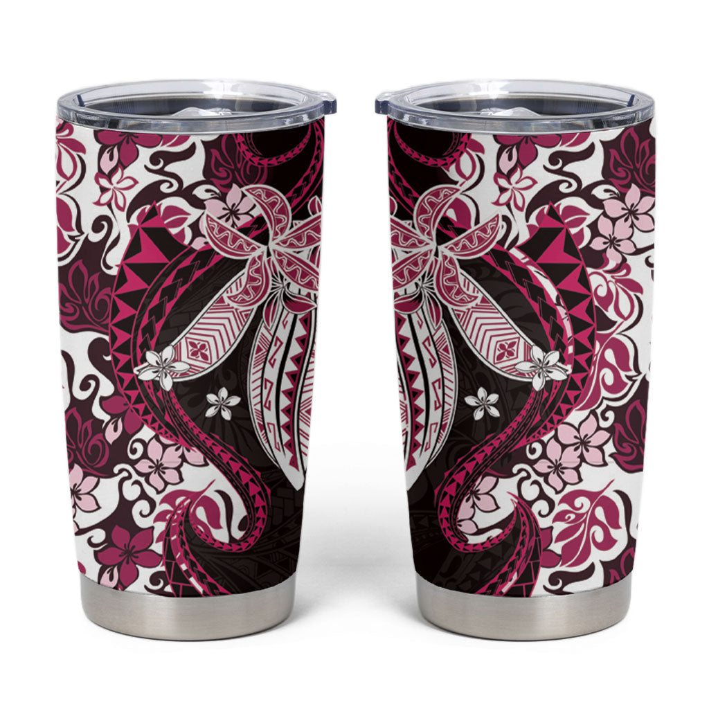 Monstera Plumeria Flowers Pink Tumbler Cup Polynesian Pattern LT01 Pink - Polynesian Pride