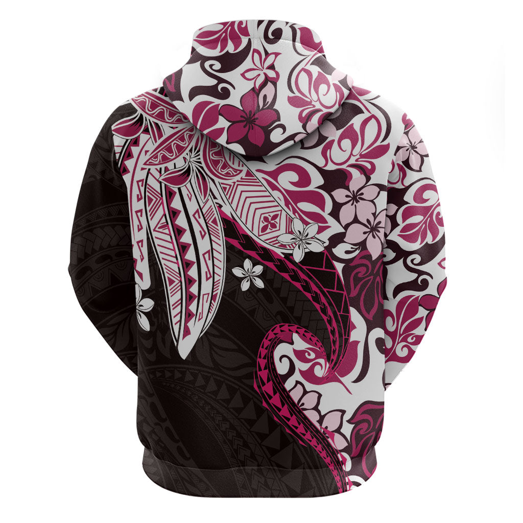 Monstera Plumeria Flowers Pink Zip Hoodie Polynesian Pattern LT01 - Polynesian Pride