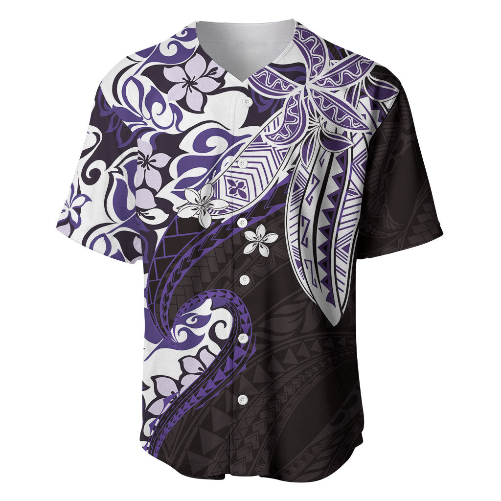 Monstera Plumeria Flowers Purple Baseball Jersey Polynesian Pattern LT01 Purple - Polynesian Pride