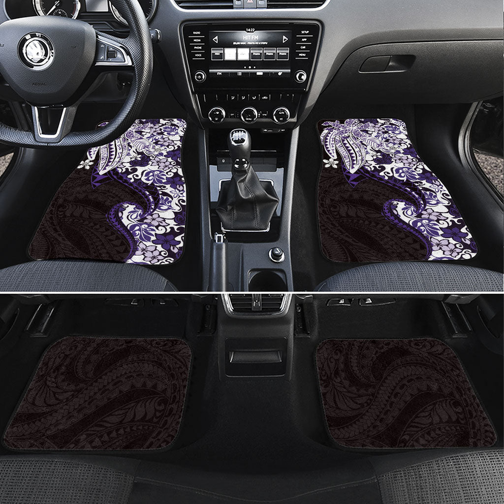 Monstera Plumeria Flowers Purple Car Mats Polynesian Pattern