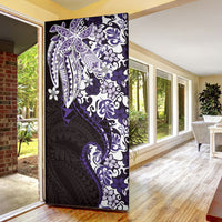 Monstera Plumeria Flowers Purple Door Cover Polynesian Pattern LT01 - Polynesian Pride
