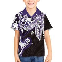 Monstera Plumeria Flowers Purple Family Matching Long Sleeve Bodycon Dress and Hawaiian Shirt Polynesian Pattern