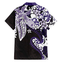 Monstera Plumeria Flowers Purple Family Matching Off The Shoulder Long Sleeve Dress and Hawaiian Shirt Polynesian Pattern