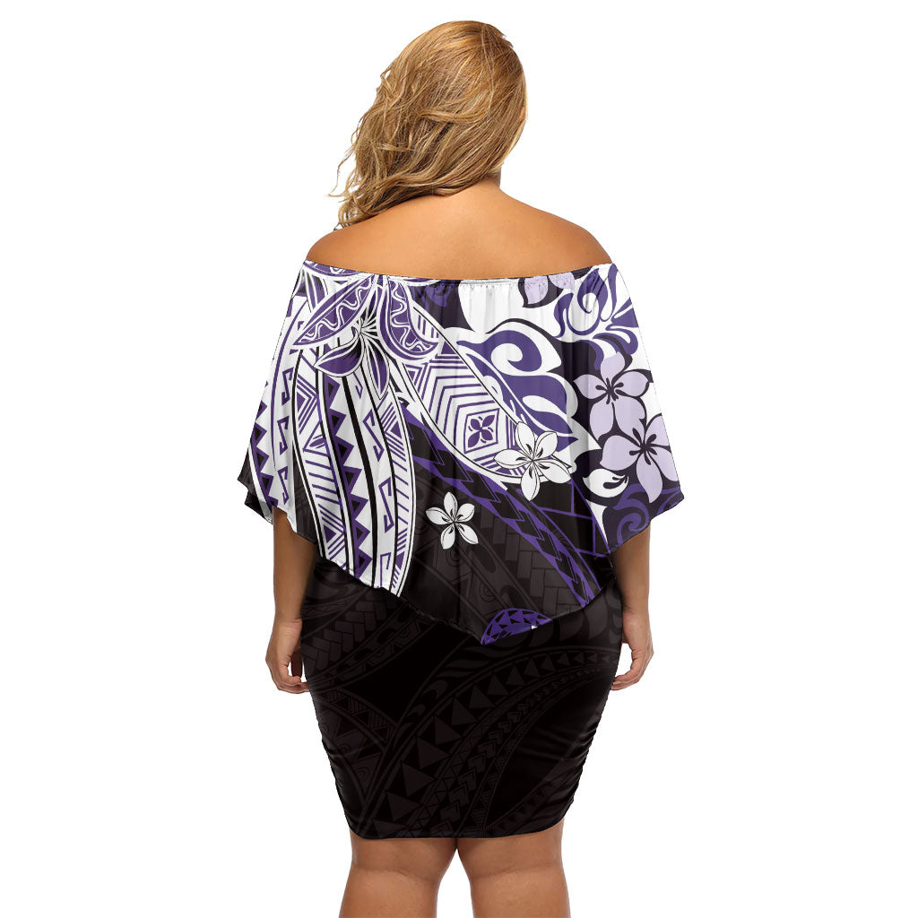 Monstera Plumeria Flowers Purple Family Matching Off Shoulder Short Dress and Hawaiian Shirt Polynesian Pattern