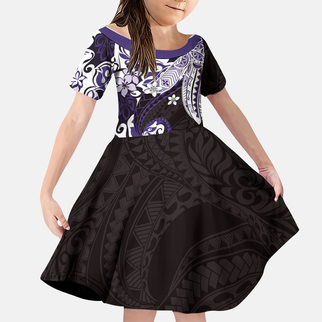 Monstera Plumeria Flowers Purple Family Matching Tank Maxi Dress and Hawaiian Shirt Polynesian Pattern