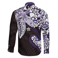 Monstera Plumeria Flowers Purple Family Matching Tank Maxi Dress and Hawaiian Shirt Polynesian Pattern