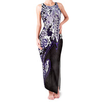 Monstera Plumeria Flowers Purple Family Matching Tank Maxi Dress and Hawaiian Shirt Polynesian Pattern