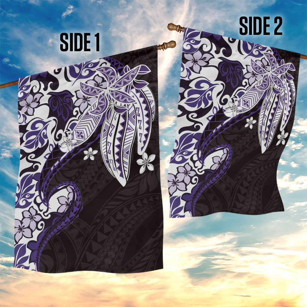 Monstera Plumeria Flowers Purple Garden Flag Polynesian Pattern