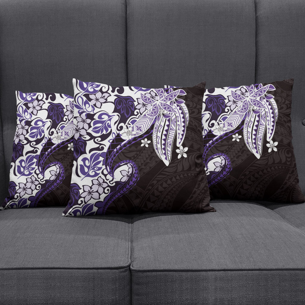 Monstera Plumeria Flowers Purple Pillow Cover Polynesian Pattern LT01 - Polynesian Pride