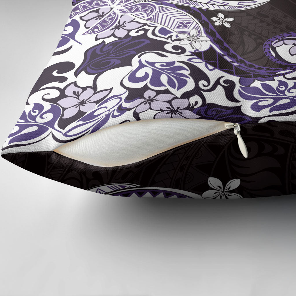 Monstera Plumeria Flowers Purple Pillow Cover Polynesian Pattern LT01 - Polynesian Pride