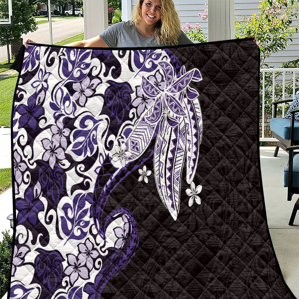 Monstera Plumeria Flowers Purple Quilt Polynesian Pattern LT01 Purple - Polynesian Pride