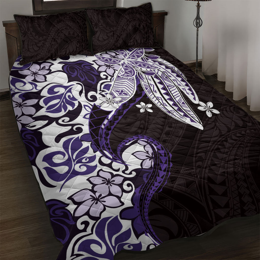 Monstera Plumeria Flowers Purple Quilt Bed Set Polynesian Pattern LT01 Purple - Polynesian Pride
