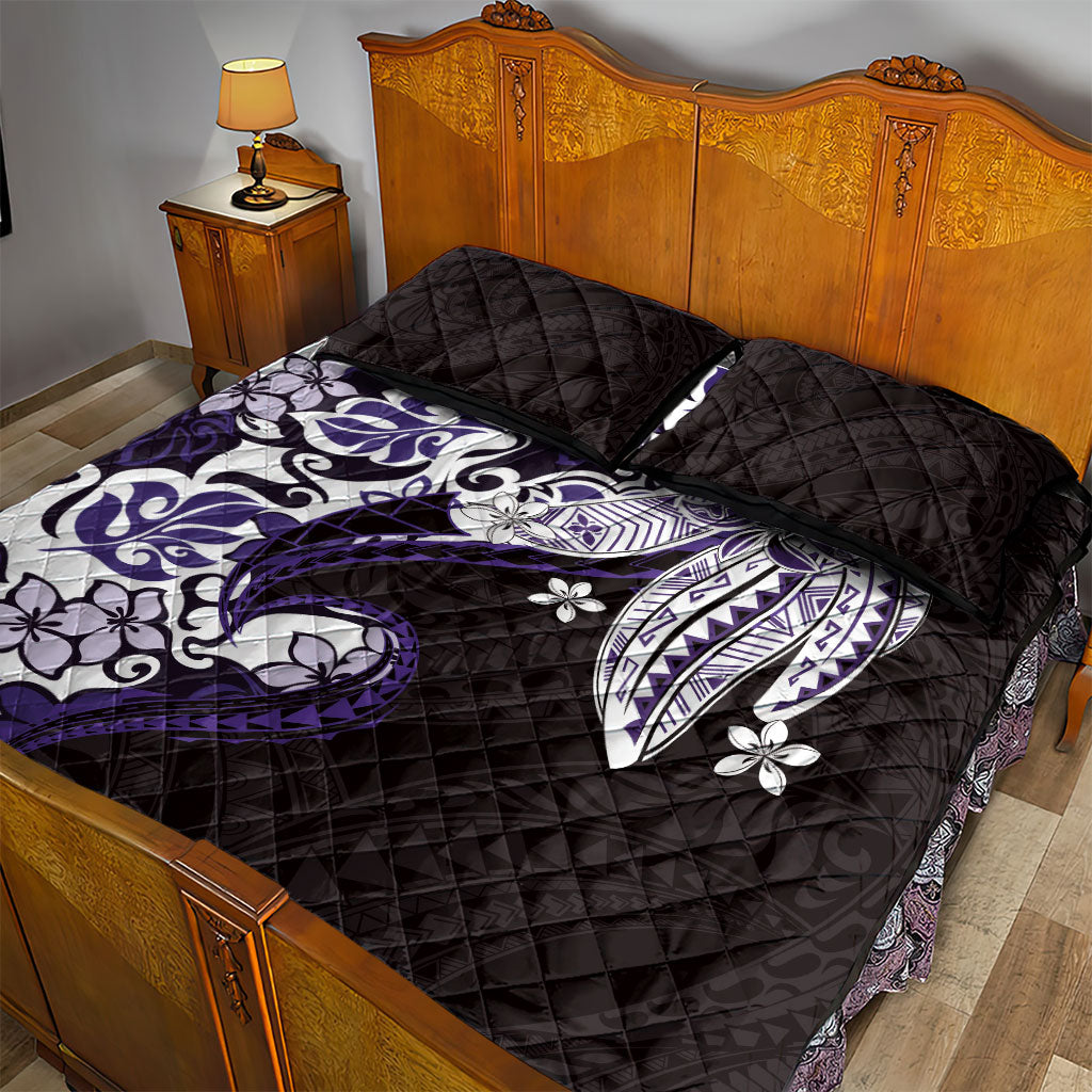 Monstera Plumeria Flowers Purple Quilt Bed Set Polynesian Pattern LT01 - Polynesian Pride