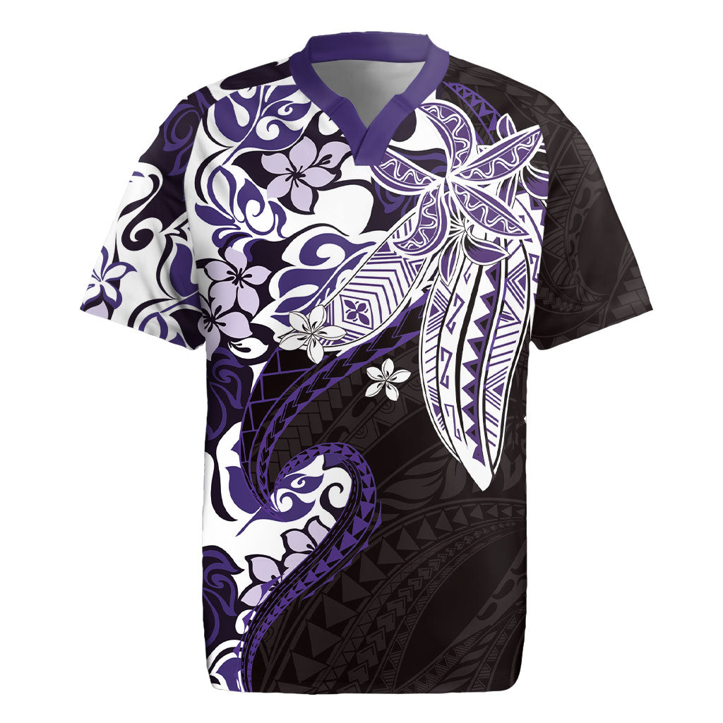 Monstera Plumeria Flowers Purple Rugby Jersey Polynesian Pattern LT01 Purple - Polynesian Pride