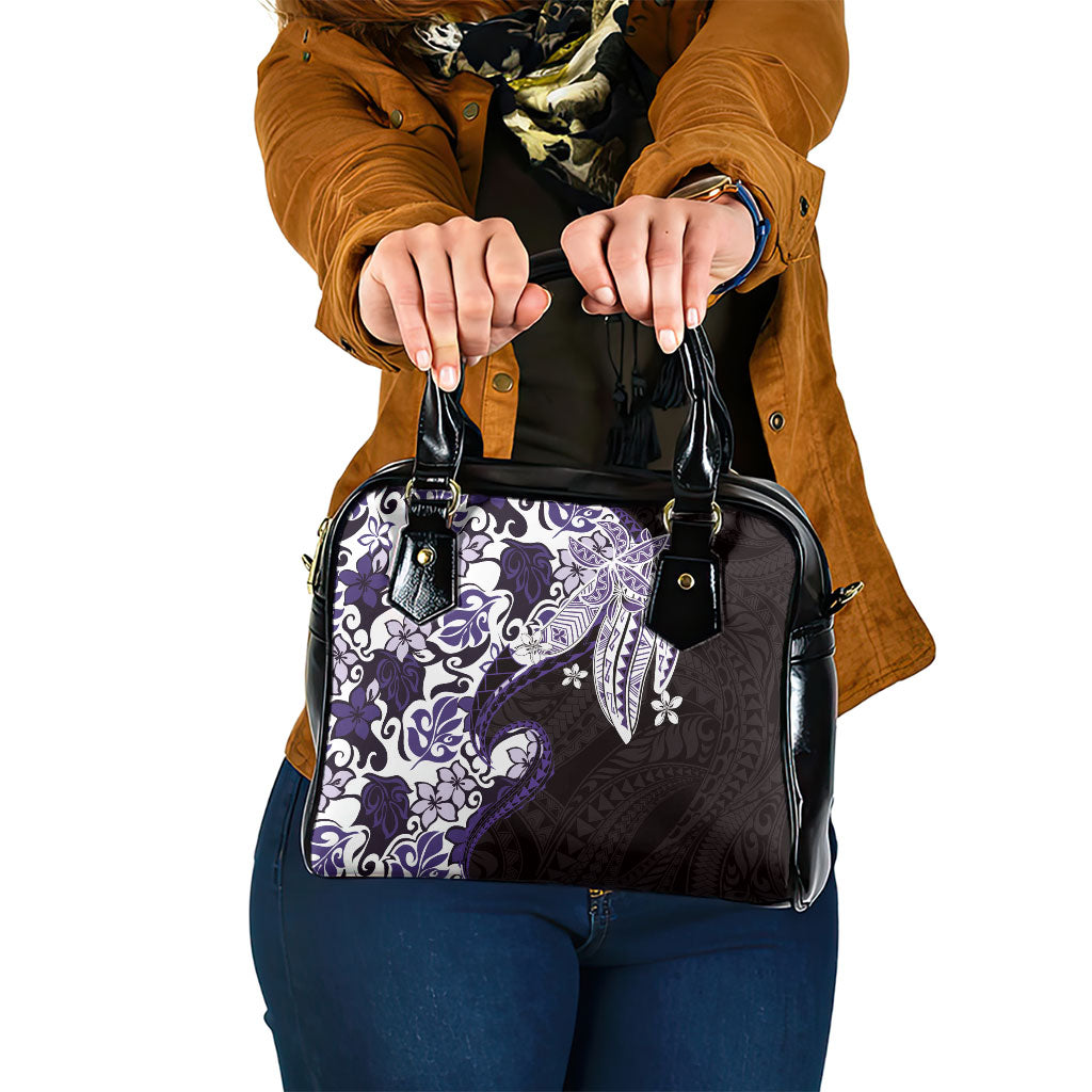 Monstera Plumeria Flowers Purple Shoulder Handbag Polynesian Pattern LT01 One Size Purple - Polynesian Pride