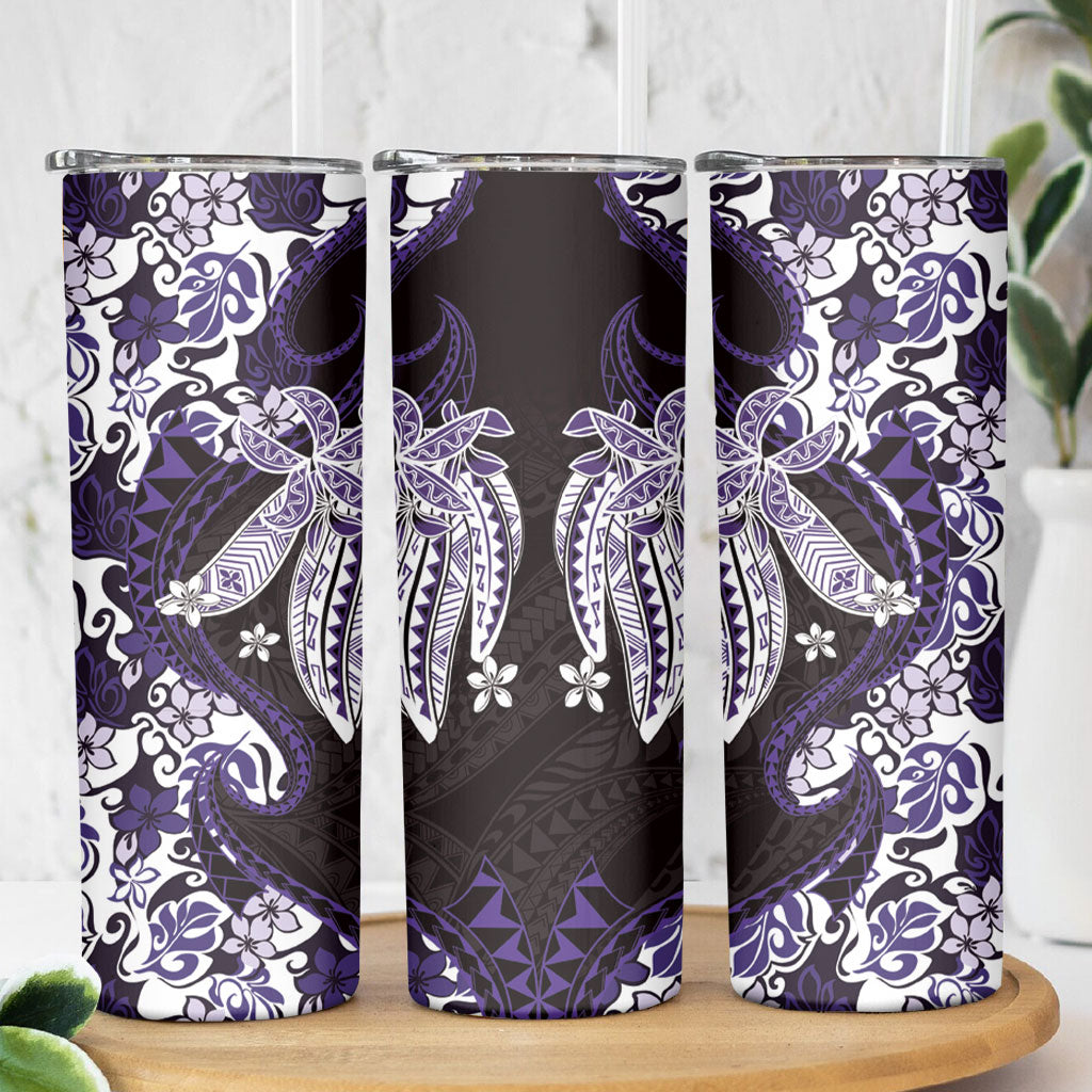 Monstera Plumeria Flowers Purple Skinny Tumbler Polynesian Pattern LT01 - Polynesian Pride