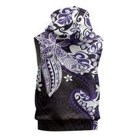 Monstera Plumeria Flowers Purple Sleeveless Zip Hoodie Polynesian Pattern LT01 - Polynesian Pride