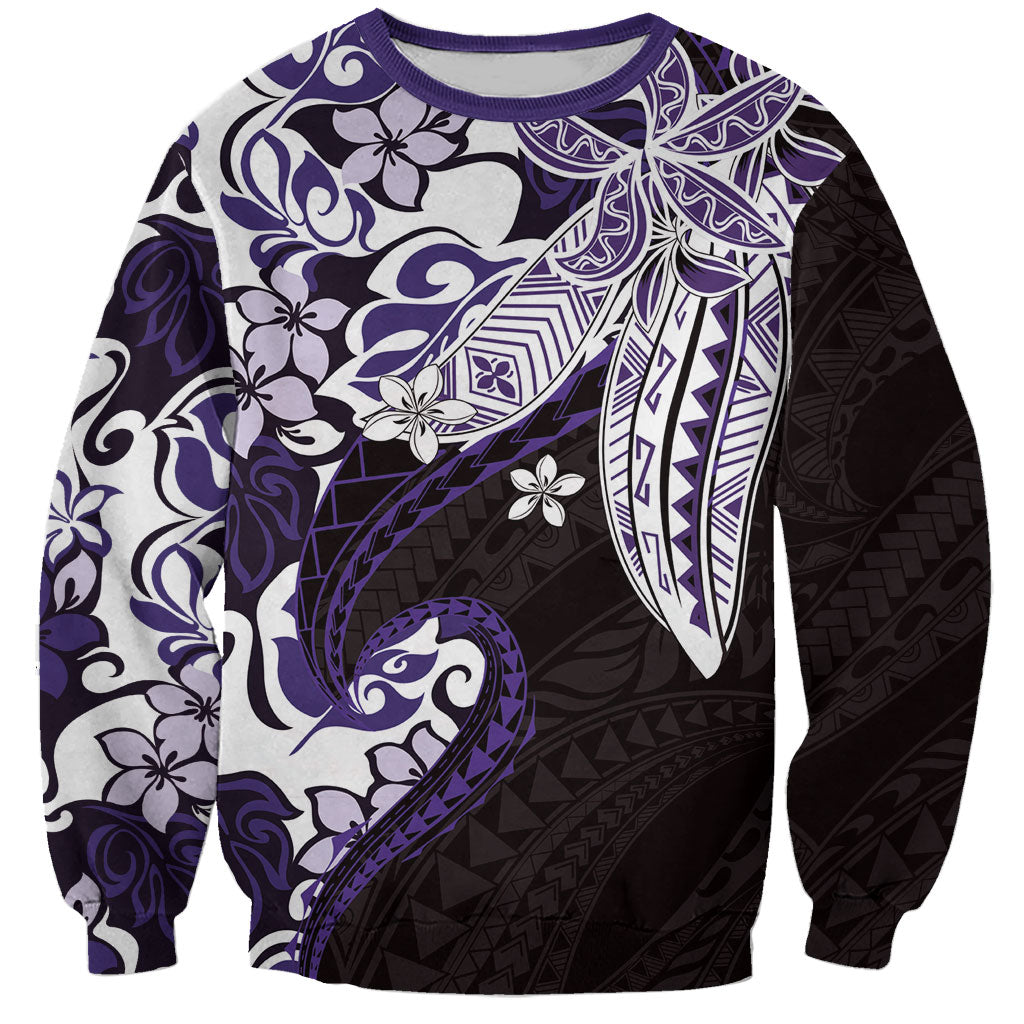 Monstera Plumeria Flowers Purple Sweatshirt Polynesian Pattern LT01 Unisex Purple - Polynesian Pride